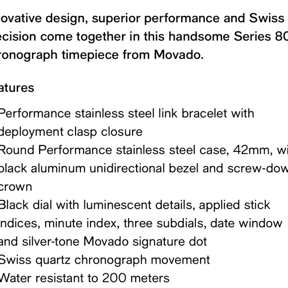 Movado Series 800 Sub-Sea 200m Dial Stainless Steel Band - Picture 3 of 5